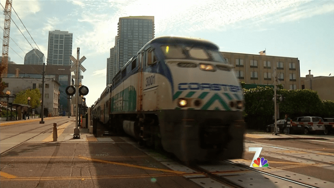 Residents who live near train tracks Kathryn Tally and David Jared tell NBC 7 reporter Steven Luke their frustrations with the late-night train horn.