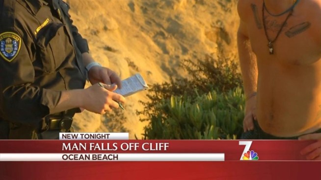A man fell off a cliff south of the Ocean Beach Pier Thursday evening after allegedly getting into a fight with another man, police confirmed. NBC 7's Catherine Garcia reports.