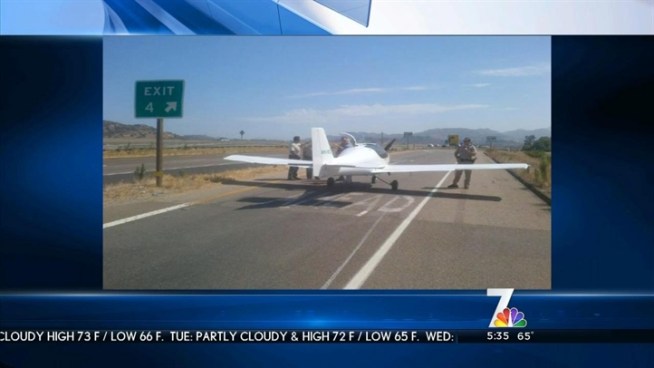An airplane landed in the middle of a major San Diego area highway.