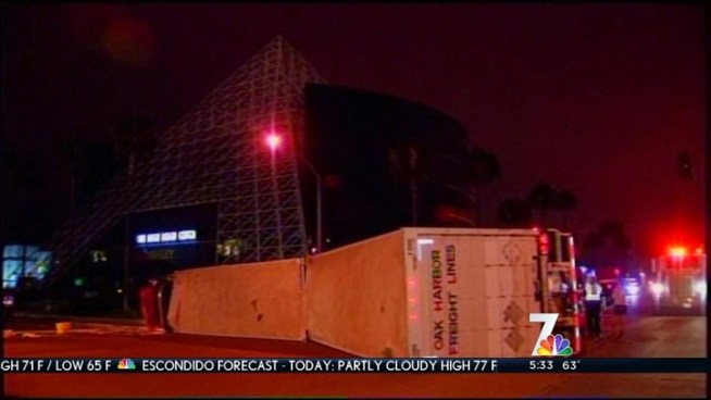 A truck accident spilled diesel and closed several lanes of Miramar Road early Monday NBC 7s Brandi Powell reports.