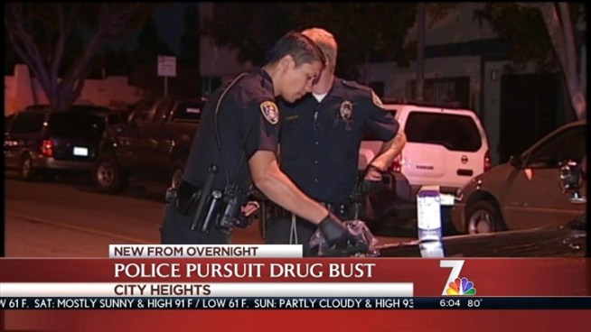 A police pursuit ends with a crash and the discovery of more than a dozen pounds of marijuana along Orange Avenue near University late Thursday. NBC 7's Jason Austell reports.