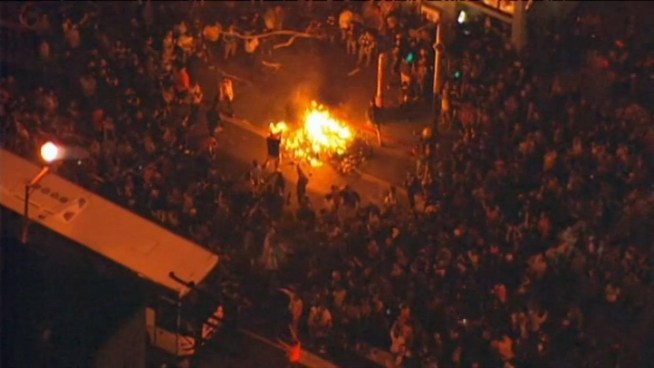 Some of the post-World Series win celebrated included bonfires.