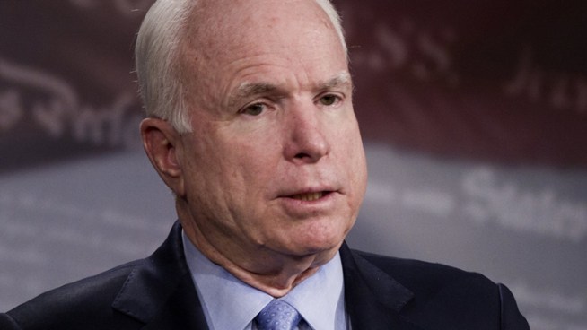 Arizona Sen. John McCain attended a fundraiser on the USS Midway Thursday night.