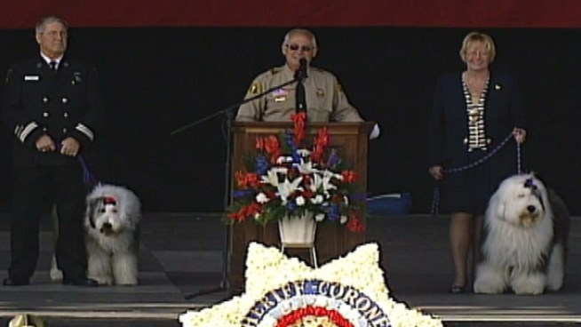 Deputy Roger Loftis explains why his best friend, slain San Bernardino County Sheriff's detective Jeremiah MacKay, was like a sheep dog protecting the flock from wolves. Raw video from Feb. 21, 2013.