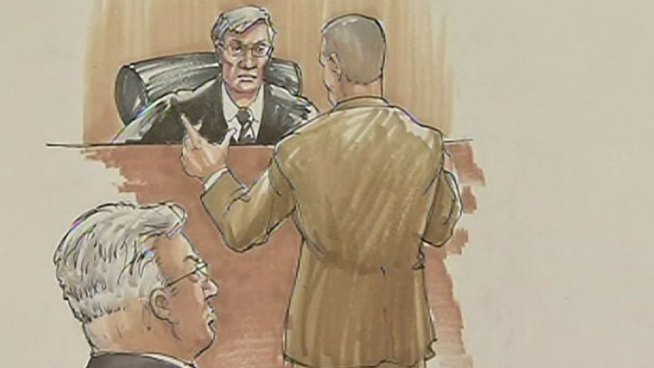 Judge Edward Burmila tells jury to strike from their memories testimony heard a day earlier about a bullet being found in a driveway. Kim Vatis reports.