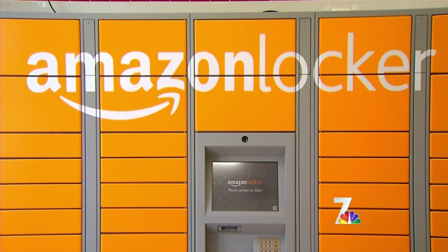 Tony Khwaja talks to NBC 7 reporter Consumer Bob about the Amazon Locker in the back of his 7-Eleven store.