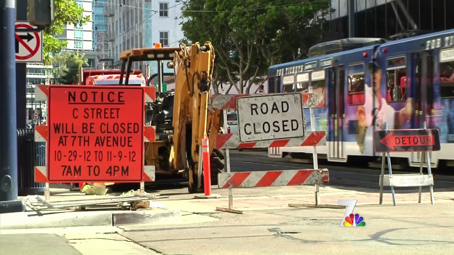 Nancy Kirk tells NBC 7 San Diego reporter Artie Ojeda that she has had difficulty with the change in bus route because of construction to the trolley.