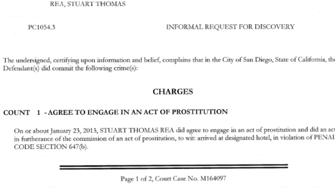 San Diego Sheriff's Deputy Stewart Rea is accused of hiring prostitutes.