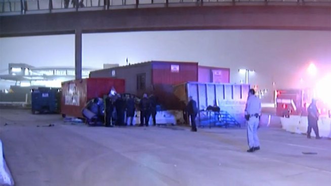 A woman was seriously injured after crashing her car into a construction site container near the U.S. Mexico border.