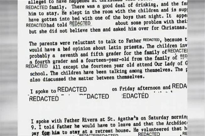 The long-awaited release of priest abuse files from the Los Angeles Archdiocese was greeted with an apology from the current leader. Former Cardinal Roger Mahoney and a former aide were stripped of their duties following the documents' release. Patrick Healy reports for the NBC4 News at 11 p.m. on Jan. 31, 2013.
