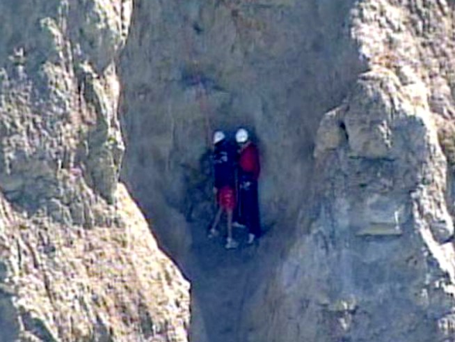 Trapped Hiker Rescued off Cliff