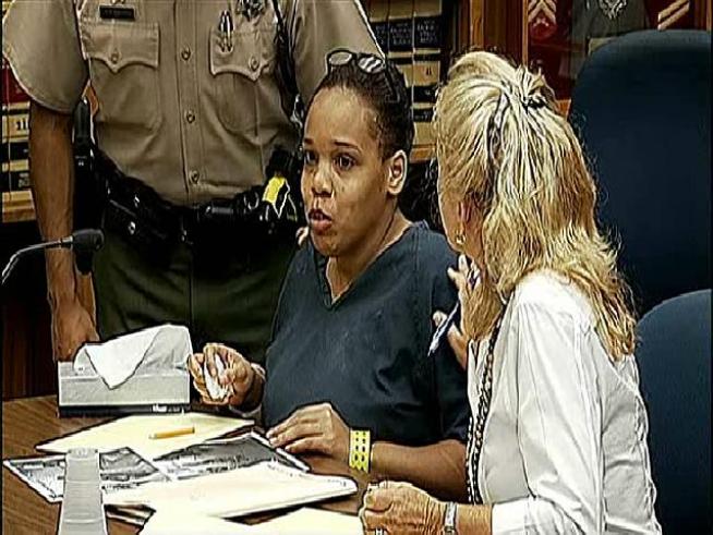 Talia Gone, 32, who made mumbling outbursts in court Tuesday, faces kidnapping charges.