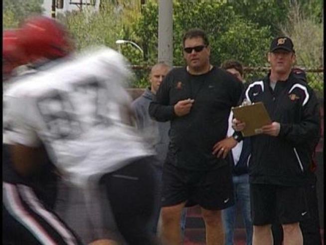 Video of players practicing with new head coach Brady Hoke