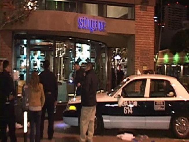 A cab jumped the curb outside a popular nightclub in the Gaslamp area of <a title=