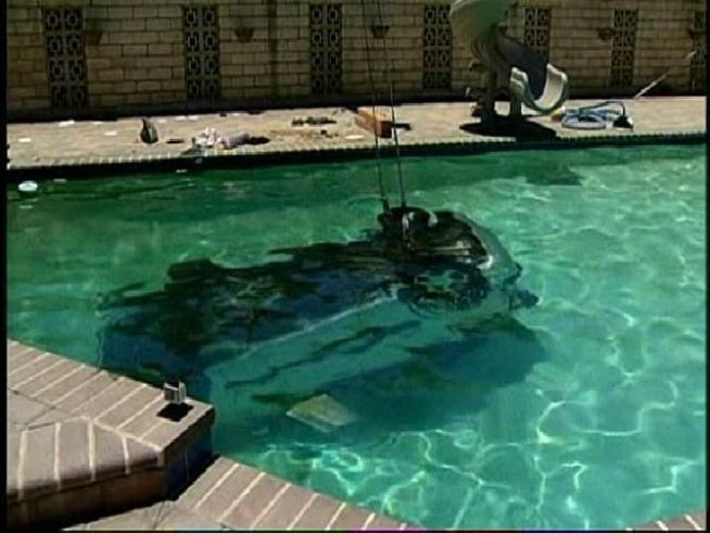 After a car plowed into a pool in Escondido, neighbors say it isn't the first time a serious crash has happened on Calavo Drive. Gene Cubbison reports.