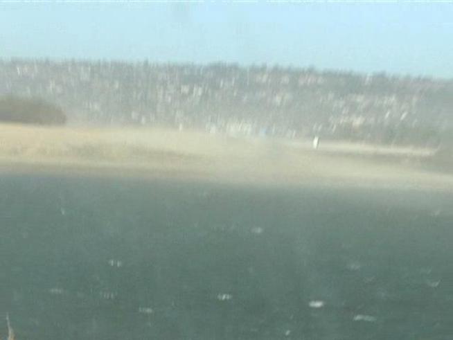 Winds pick up sand on Fiesta Island in the middle of Mission Bay on Wednesday.