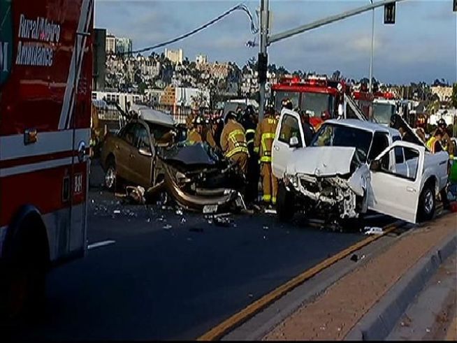 A head-on collision on Harbor Drive Friday evening had a major impact on traffic near the San Diego Airport. Some travelers missed their flights. The crash sent six people to the hospital. NBC 7's Nicole Gonzales reports.