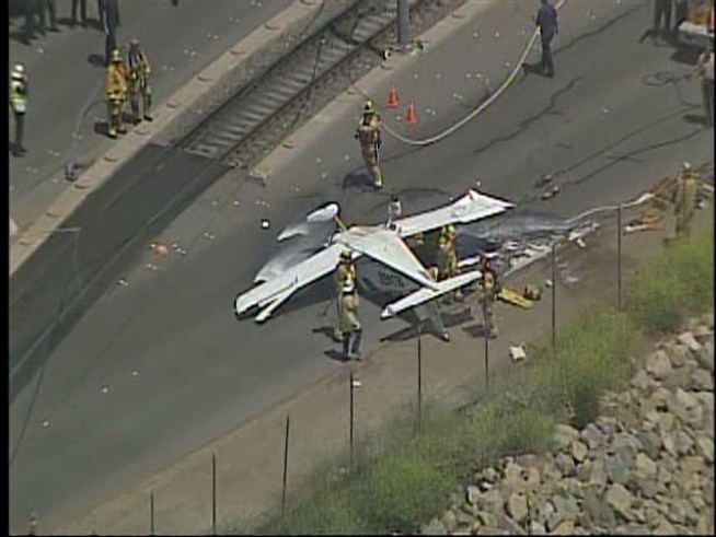 A pilot was trapped for about 30 minutes after a small plane crashed near Gillespie Wednesday morning.