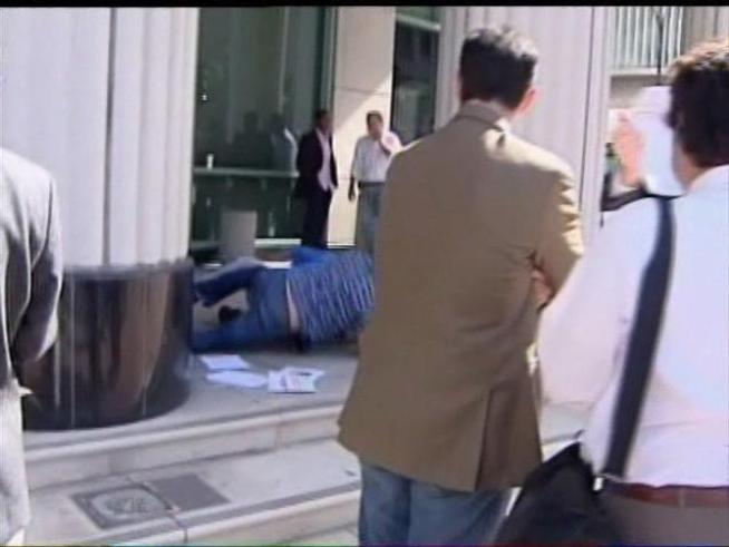 Two staff members from rival State Senate campaigns scuffled outside the Hall of Justice in Downtown <a title=