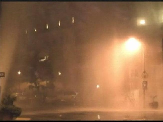 The geyser from this hit and run reached units five stories up.