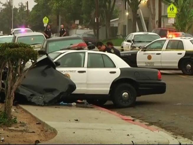 A pickup truck, driving at speeds up to 80 mph on surface streets, struck a <a title=