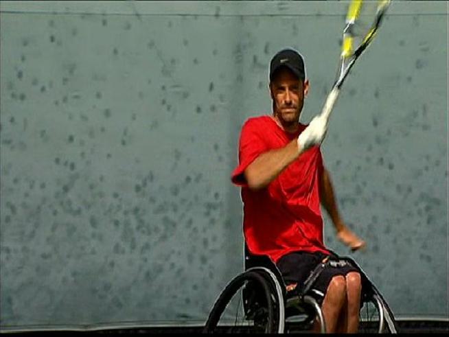 Tennis player David Wagner and runner Lex Gillette discuss their training methods before competing in the big games only six months away. Steven Luke reports.