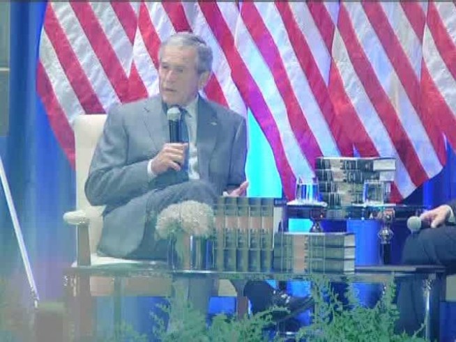 The 43rd President of the United States stops in <a title=