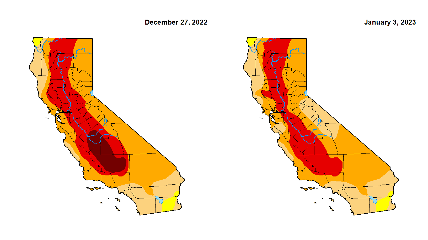 Drought conditions in California.