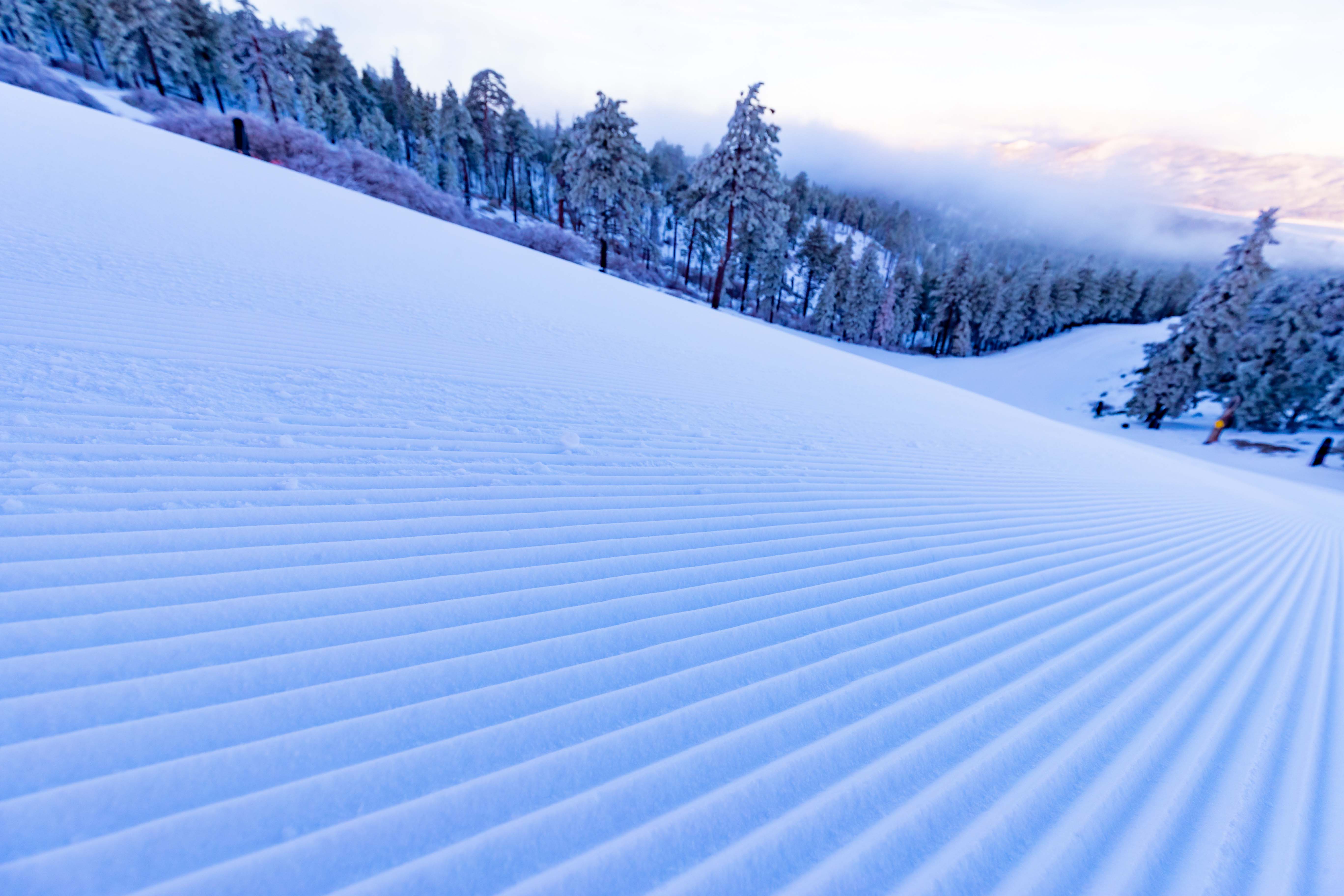 Big Bear Mountain Resort is pictured at sunrise Friday Nov. 30, 2018 after a day of snowfall in Southern California's mountains.