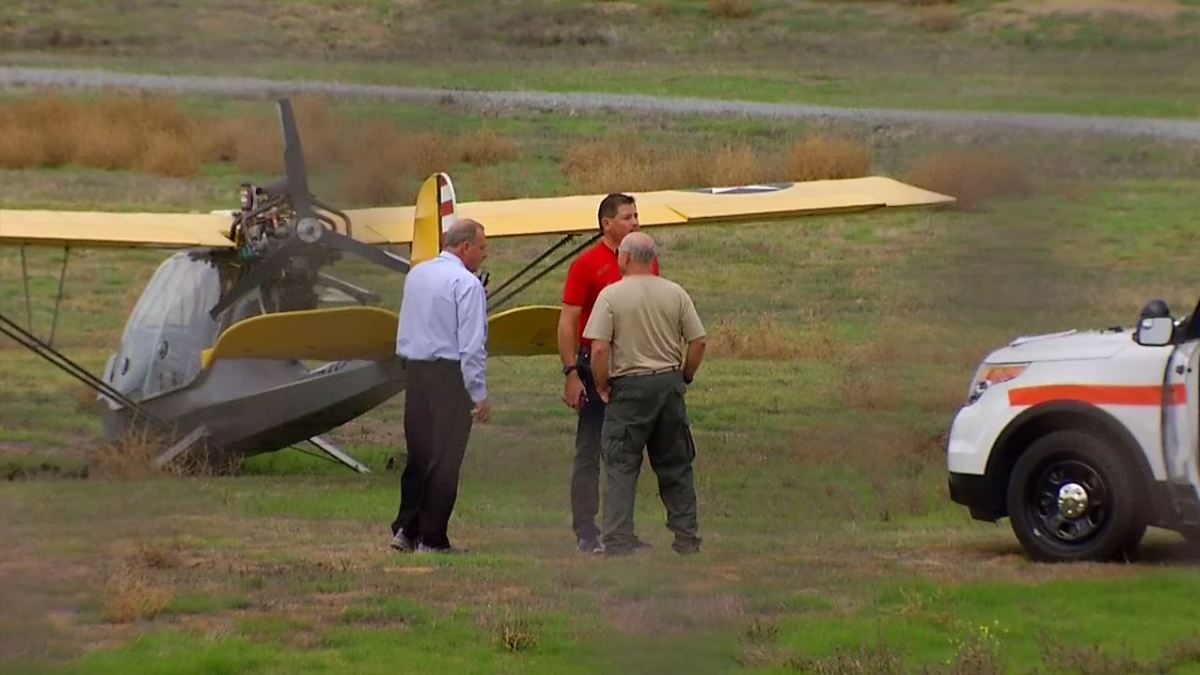 Airplane Lands Off Runway at Gillespie Field in El Cajon FD NBC 7
