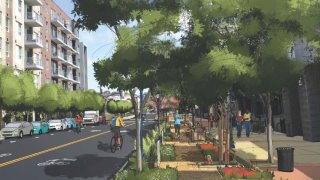 A rendering of the 14th Street promenade