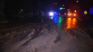 Mud on roadway in Rancho Penesquitos.