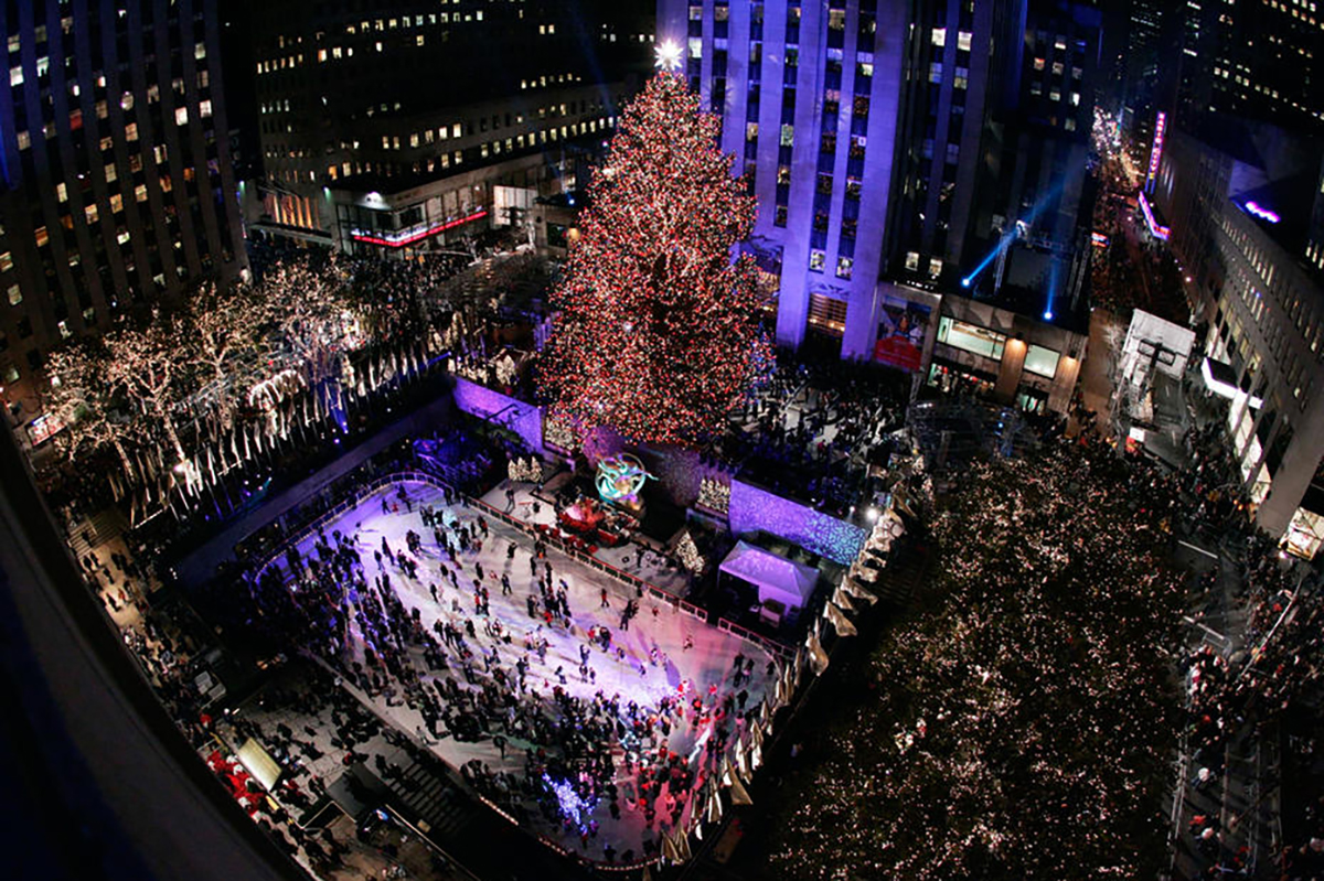 The Rockefeller Center Christmas tree stands in Rockefeller Center on Nov. 29, 2006, in New York.  