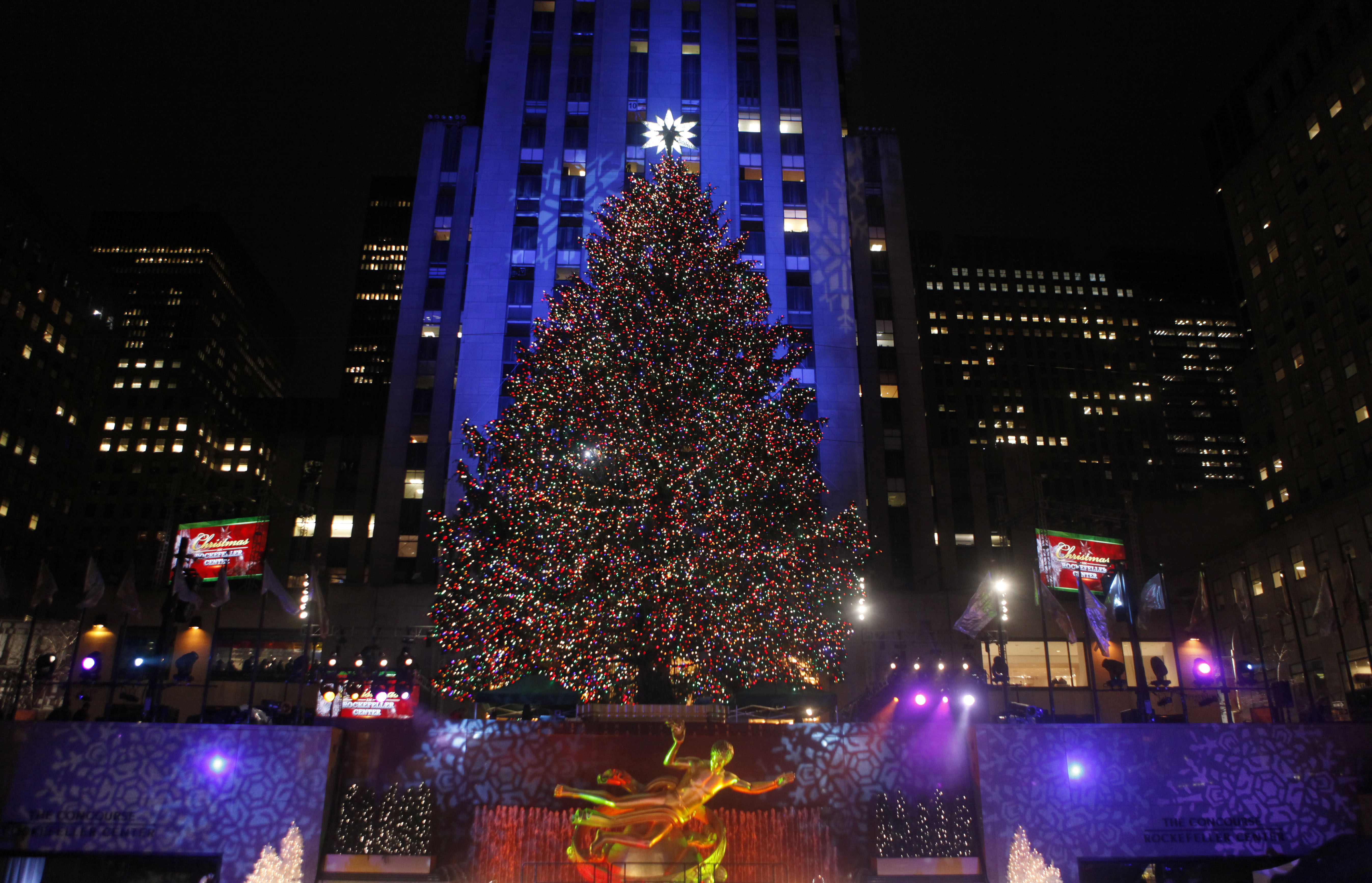 The Rockefeller Center Christmas tree stands lit during the 78th annual lighting ceremony, Nov. 30, 2010, in New York. 