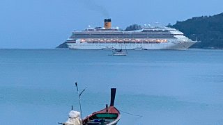 A view of the Costa Fortuna cruise ship, near Phuket, Thailand