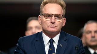 Former acting Navy Secretary Thomas Modly testifies during a hearing of the Senate Armed Services Committee