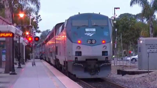 Amtrak train at station