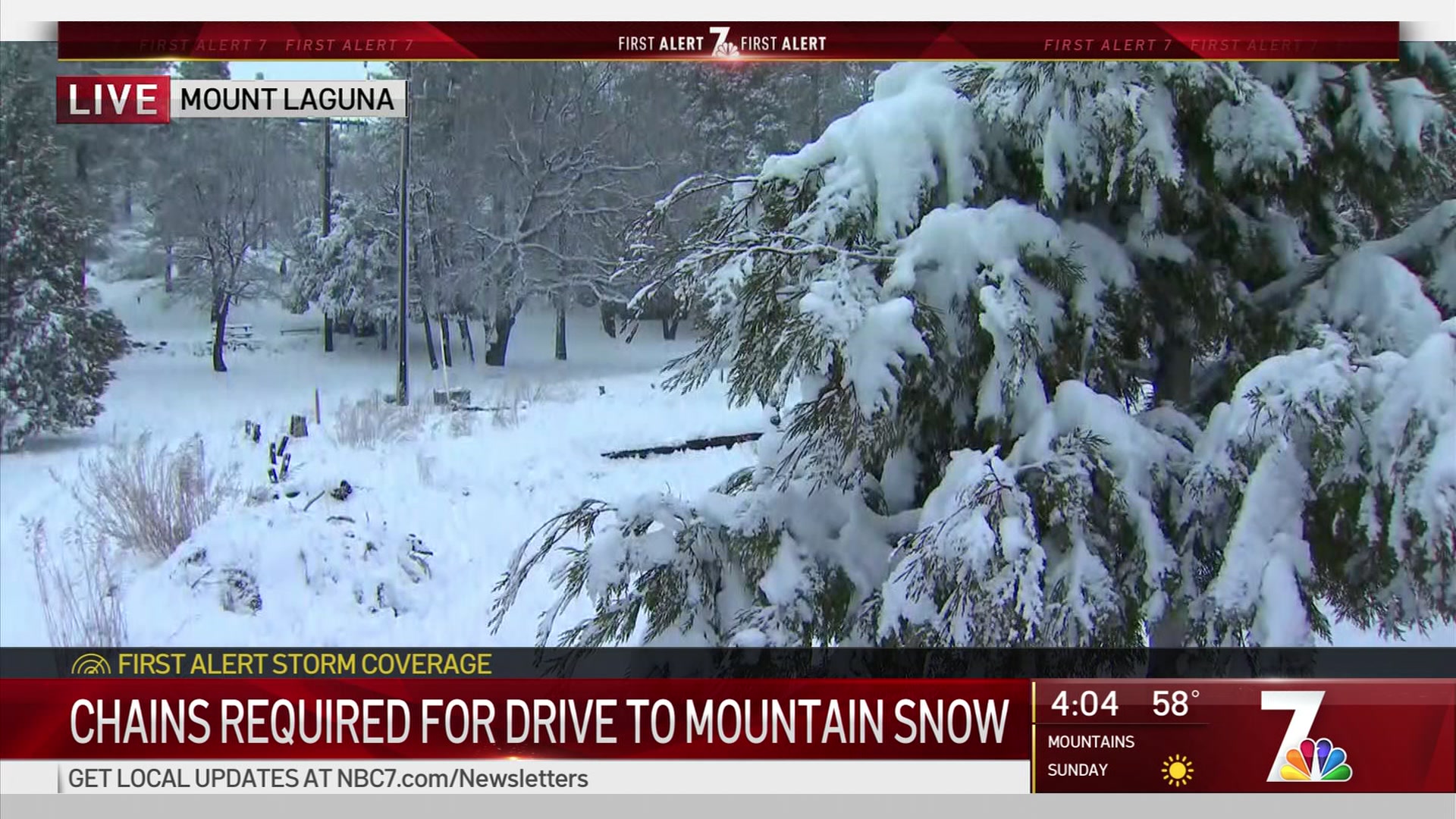 Chains Required for Visitors to Mount Laguna NBC 7 San Diego