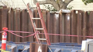 A ladder at a construction site.