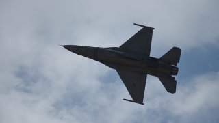 In this May 13,2018, file photo, an F-16 Fighting Falcon fighter aircraft flies during a demonstration at the Dyess Big Country Air and Space Expo, Dyess Air Force Base, Texas.