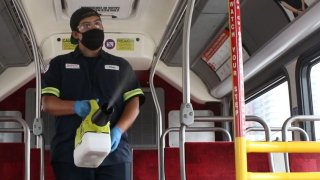 Vital Oxide being sprayed on an MTS bus