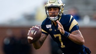 ATLANTA, GA – NOVEMBER 02: Lucas Johnson #7 of the Georgia Tech Yellow Jackets looks to pass during a game against the Pittsburgh Panthers at Bobby Dodd Stadium on November 2, 2019 in Atlanta, Georgia. (Photo by Carmen Mandato/Getty Images)