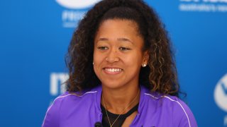 In this Jan. 5, 2020, file photo, Japanese tennis player Naomi Osaka speaks to media ahead of the 2020 Brisbane International at Pat Rafter Arena in Brisbane, Australia.