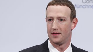 Mark Zuckerberg speaks during the Munich Security Conference at the Bayerischer Hof hotel in Munich, Germany, on Feb. 15, 2020.