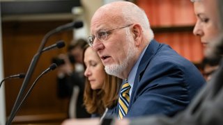 In this March 10, 2020, file photo, Center for Disease and Control (CDC) Director Robert Redfield testifies before the House Appropriations Committee on the CDC's budget request for fiscal year 2021 on Capitol Hill in Washington, DC.