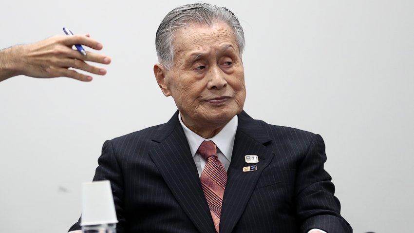 In this March 24, 2020, file photo, Tokyo 2020 president Yoshiro Mori attends a press conference in Tokyo.