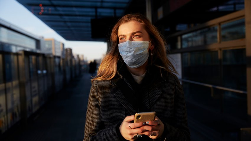 Woman with face mask