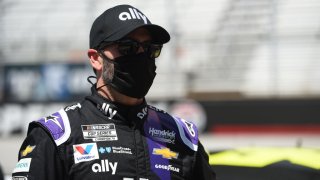 BRISTOL, TENNESSEE – MAY 31: Jimmie Johnson, driver of the #48 Ally Chevrolet, waits on the grid prior to the NASCAR Cup Series Food City presents the Supermarket Heroes 500 at Bristol Motor Speedway on May 31, 2020 in Bristol, Tennessee. (Photo by Jared C. Tilton/Getty Images)