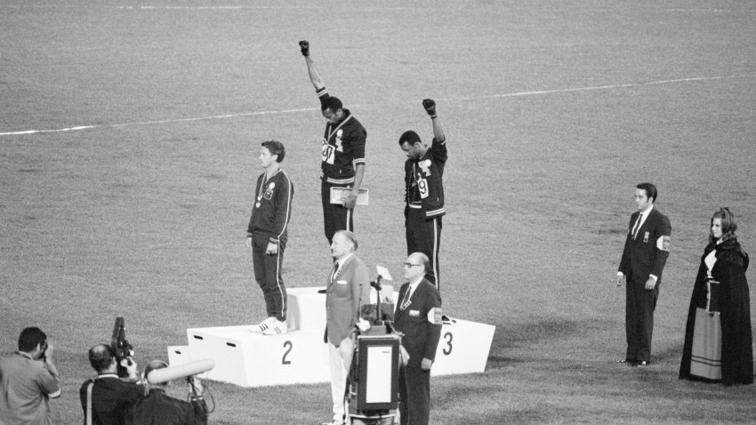 Olympic Medalists Giving Black Power Sign
