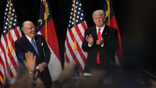 President Donald Trump and Rudy Giuliani at a 2016 campaign rally